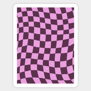 Dark Purple and Pink Distorted Warped Checkerboard Pattern I Magnet